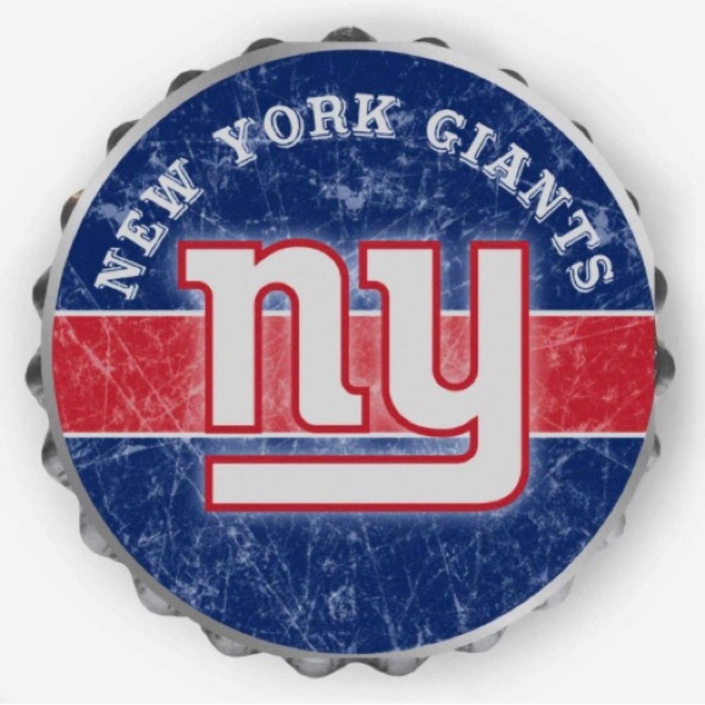 NEW YORK GIANTS Distressed Metal Bottle Cap Wall Sign Decor